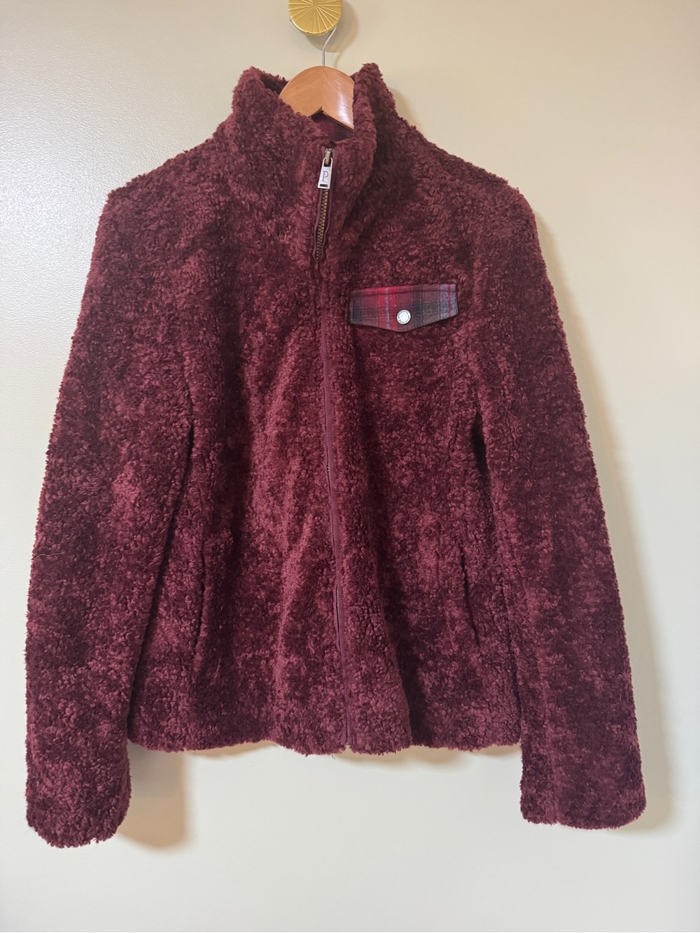 Pendleton Women's Sherpa Maroon Zip-Front Jacket